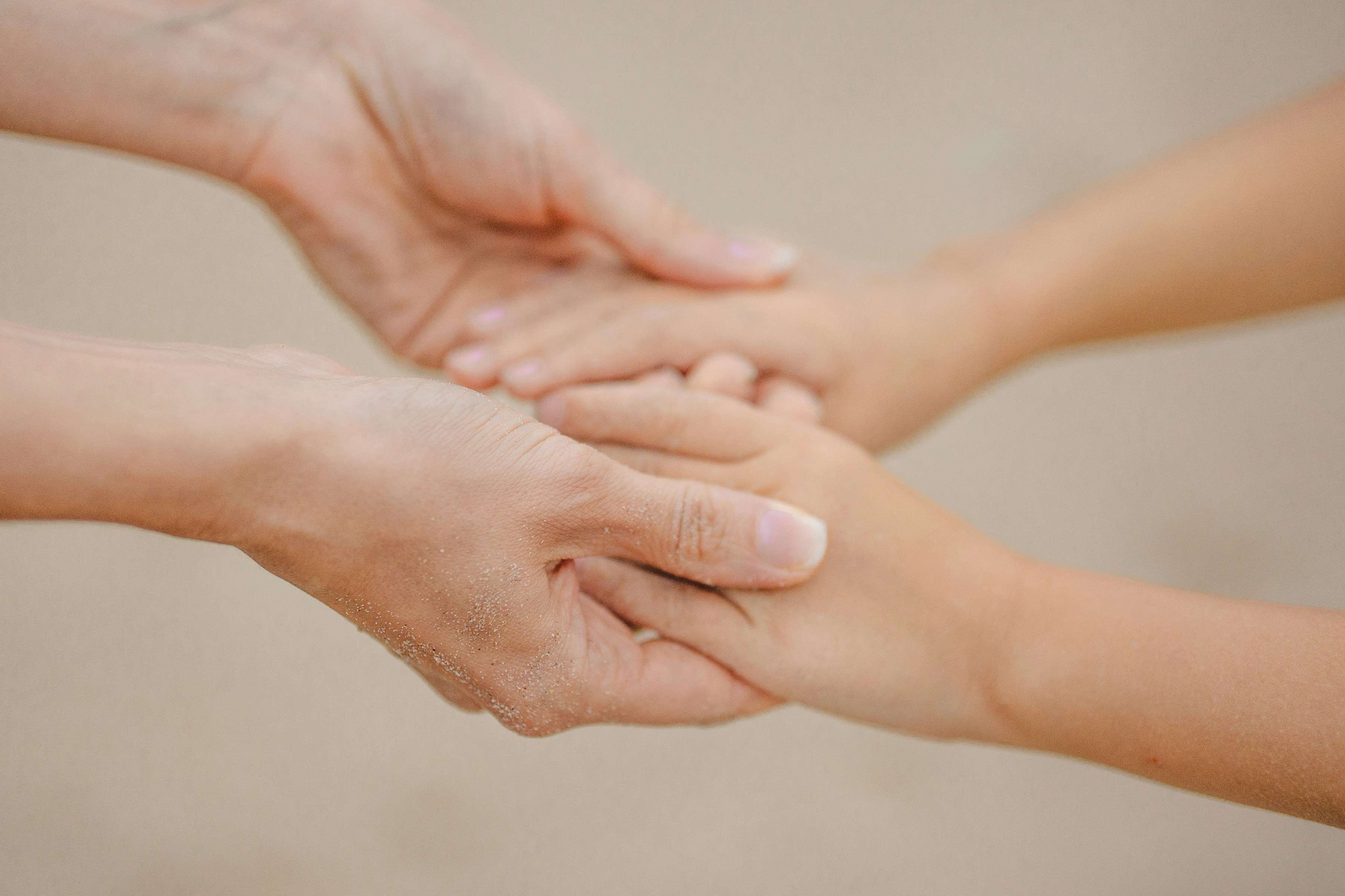 Gentle hands during a biodynamic massage session